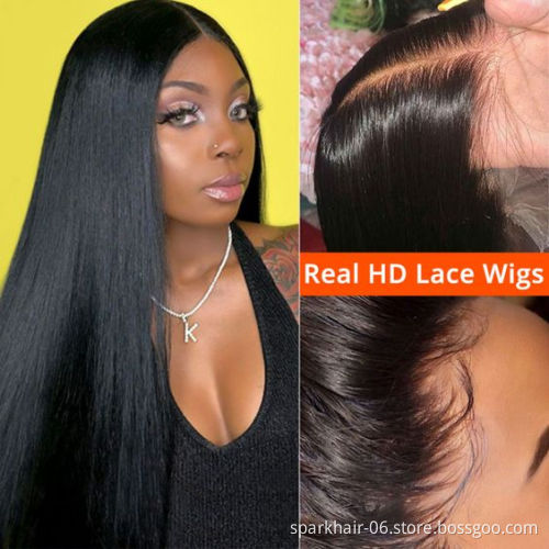 SPARK 180% Density HD Full Lace Human Hair Wigs For Black Women,Wholesale Brazilian Virgin Hair Transparent HD Lace Front Wig